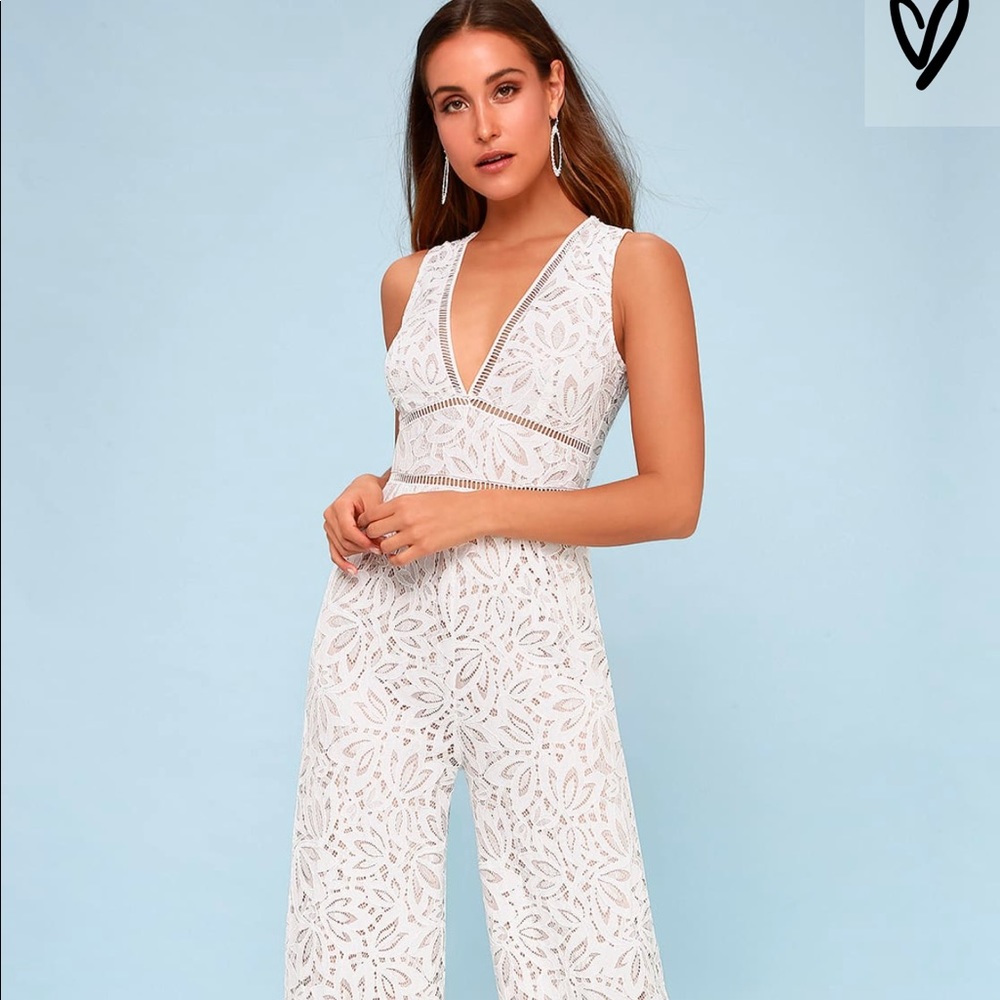 Lulus white lace jumpsuit